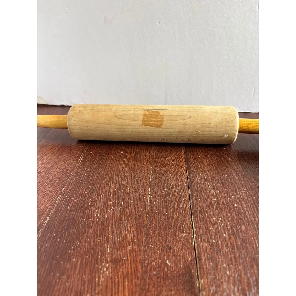 Vintage Wooden Rolling Pin 17.5 Inch Natural Wood Kitchen Baking Tool Classic